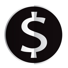 Dollars sign icon. On a black background.