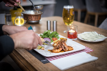 seafood plate on table restaurant