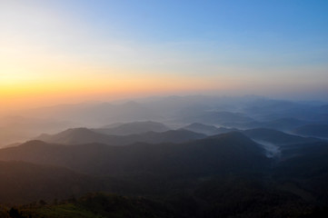 Fototapeta na wymiar Beautiful landscape on the mountain in Mae Hong Son province Thailand