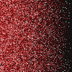 Red gold glitter. Left gradient with red gold glitter on black background. Beautiful Vector illustration.
