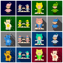 Set of Flat Icons with shadow Christmas