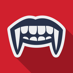 Flat icon with shadow vampire teeth