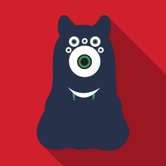 Flat icon with shadow halloween monster