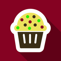 Flat Icon with shadow Christmas cupcake