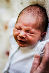 Sweet little baby cries and screams