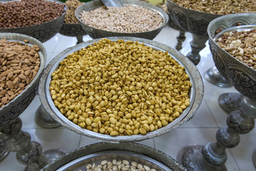 Nuts,  peas and spice at an Asian market, food market, Spice Bazaar