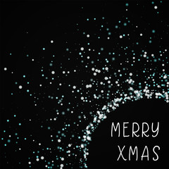 Merry Xmas greeting card. Amazing falling snow background. Amazing falling snow on black background. Amazing vector illustration.