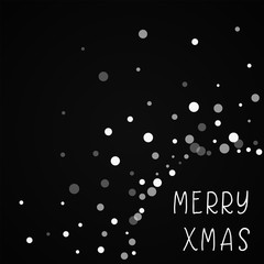 Merry Xmas greeting card. Falling white dots background. Falling white dots on red background. Amazing vector illustration.