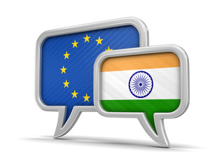 Speech bubbles with flags. Image with clipping path