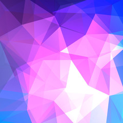 Background made of pink, purple, blue triangles. Square composition with geometric shapes. Eps 10