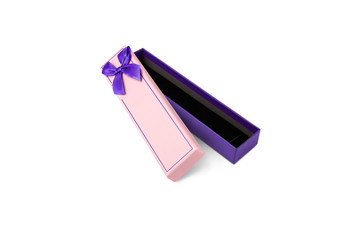 opened gift box with tape isolated on white background