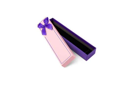 opened gift box with tape isolated on white background