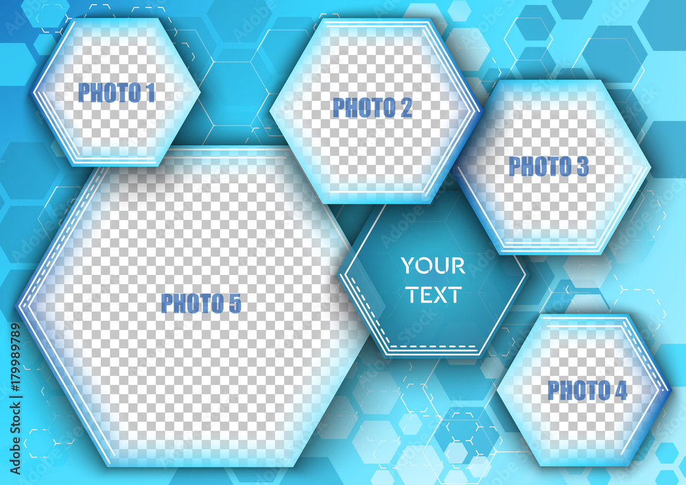 Wall mural template for photo collage in modern style. frames for clipping masks is in the vector file