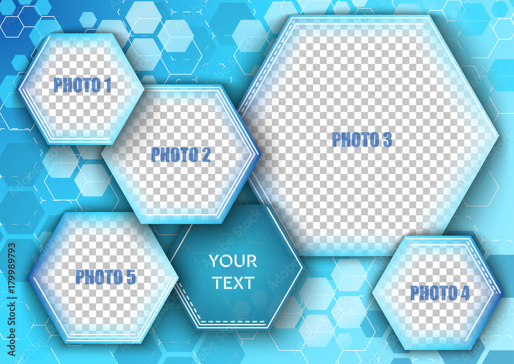 Wall mural template for photo collage in modern style. frames for clipping masks is in the vector file