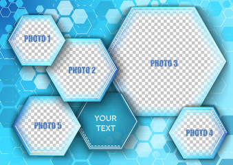 Template for photo collage in modern style. Frames for clipping masks is in the vector file