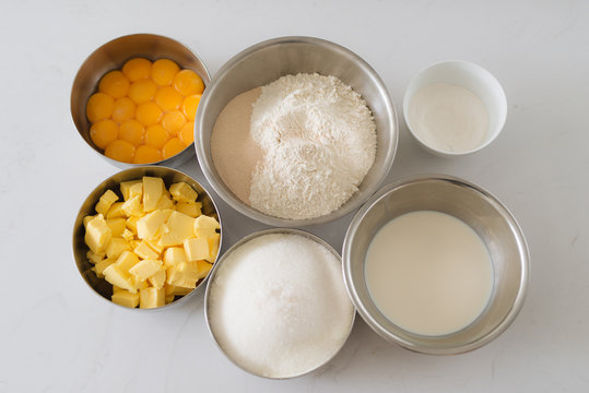 Bakery chef. Ingredients for baking cake