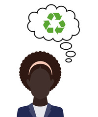 Person denkt an Recycling