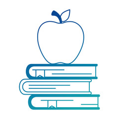 pile text books with apple