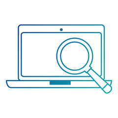 laptop computer with magnifying glass