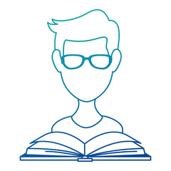 young man with book reading