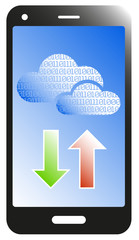 smart phone, tablet cloud download icon