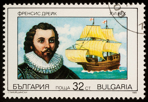 Sir Francis Drake on postage stamp
