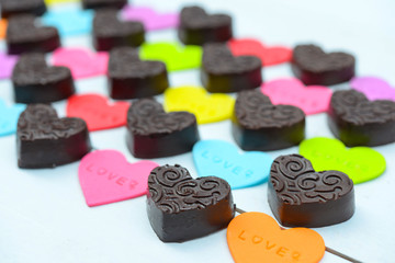 Obraz na płótnie Canvas chocolate candies decorated for Valentine day 