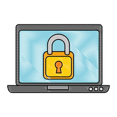 laptop computer with padlock