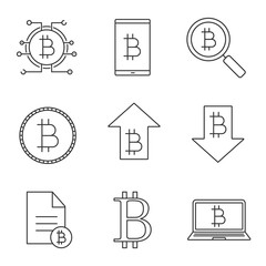 Bitcoin linear icons set