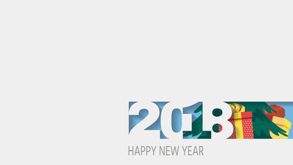 2018 happy new year, abstract design 3d, Vector white paper. vector illustration