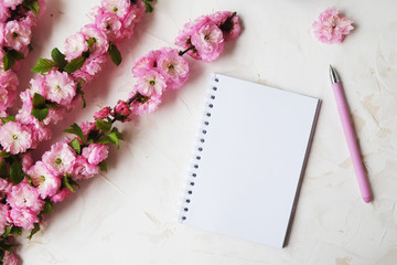 Letter and flowers. Top view. Intriguing Secret Story. Blogger notes.Flowers and note.