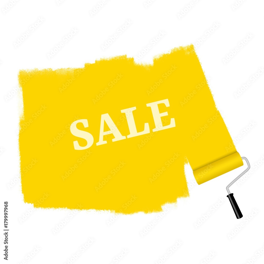 Wall mural yellow paint roller sale, illustration