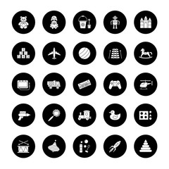 Kids toys glyph icons set