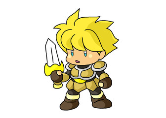 戦士 Chibi fighter on white background
