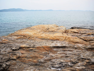 Landscape of rock and sea on the beach in Chantaburi Thailand