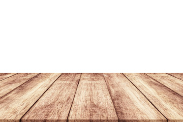 Wood table isolated on white background