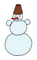 hand drawn vector cartoon illustration of Christmas Snowman