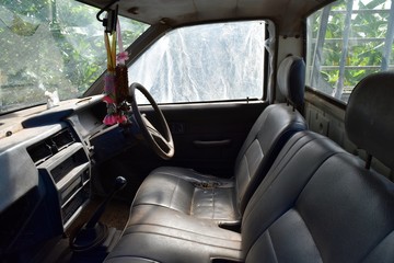 inside of old and dirty car 
