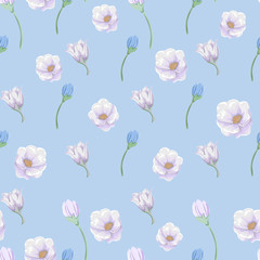 Fototapeta na wymiar Floral seamless pattern with flowers. Vector hand drawn background for textile, print, wallpapers, wrapping.