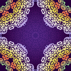 Delicate swirl mandala seamless pattern . Vector background for textile,card or invitation. Vintage decorative elements. Soft colorful background. Islam, arabic, indian, ottoman motifs.