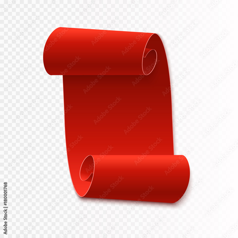 Poster merry christmas red paper banner. blank scroll isolated. vector