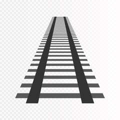 Fototapeta premium Vector rails. Railways on white background. Railroad