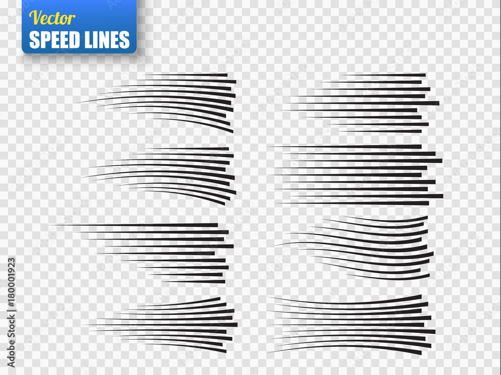 Poster speed lines isolated. set of motion signs. vector