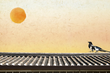 Korean Traditional Happy New Year Day with Magpie.