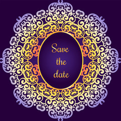 Wedding invitation, delicate swirl mandala pattern. Vector background. Card or invitation. Vintage decorative elements. Soft colorful background. Islam, arabic, indian, ottoman motifs.