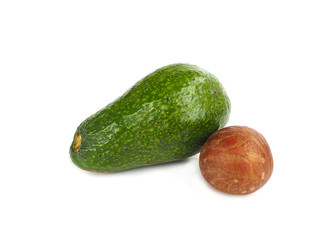avocado with seed on white background