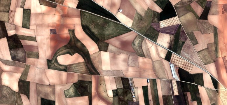 fallow, allegory, tribute to Picasso abstract photography of the Spain fields from the air, aerial view, representation of human labor camps, abstract, cubism, abstract naturalism,