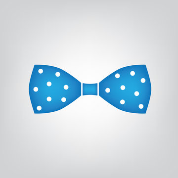 blue polka dot bow tie icon- vector illustration