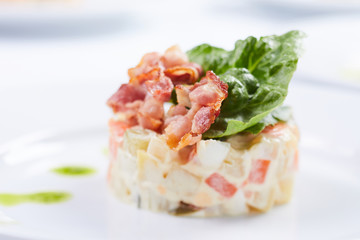 russian salad on white plate