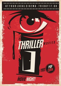 Thriller movies marathon retro poster design idea